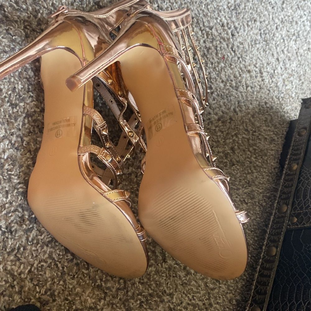 Copper Gladiator sandal Heeled Boots shiny & Fancy size 11 - Picture 4 of 8